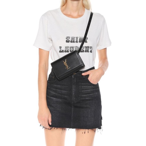 Saint Laurent Monogram Kate Croc- EmbossedLeather Belt Bag Size 85 - Picture 9 of 10